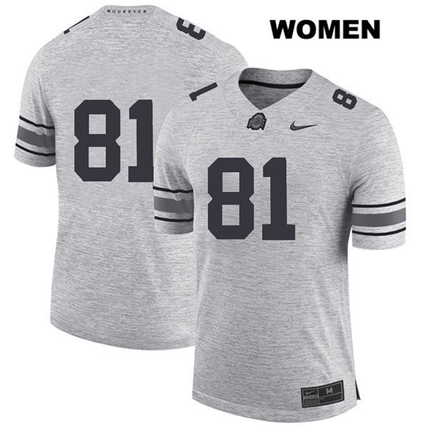 Ohio State Buckeyes Women's Jake Hausmann #81 Gray Authentic Nike No Name College NCAA Stitched Football Jersey CB19G05SF